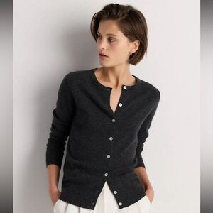 Quince Women Mongolian Cashmere Cardigan Sweater Heather Charcoal S